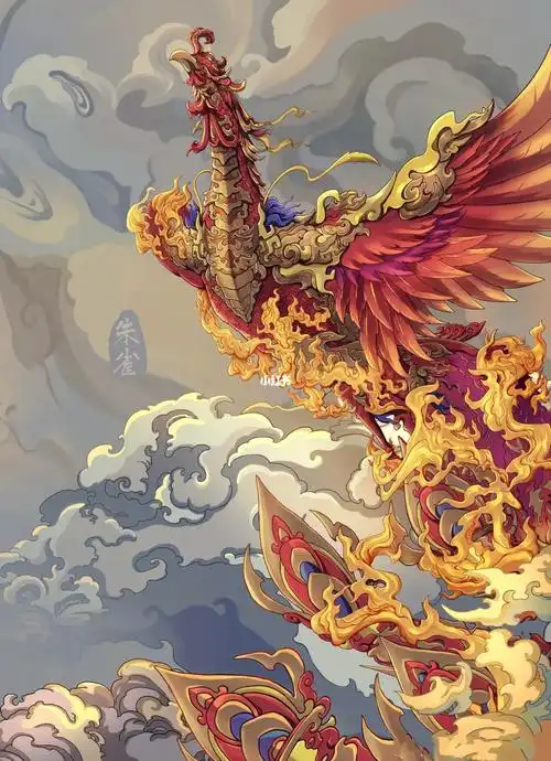 四大神兽插画之朱雀