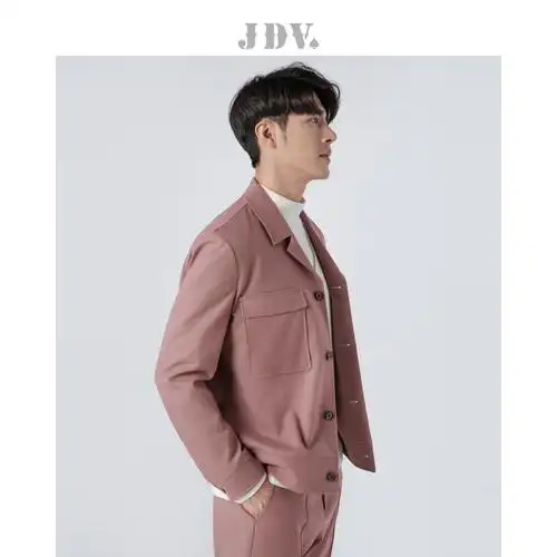 jdv男装2020秋季商场同款潮流翻驳领灰基础夹克