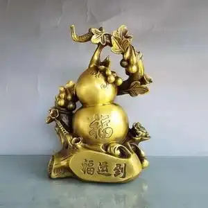 纯铜葫芦摆件福禄高升招财旺官运步步高升家居玄关办公室装饰礼q