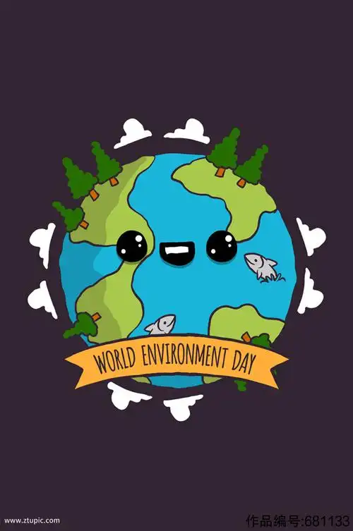 卡通大眼睛地球世界环境日海报矢量素材