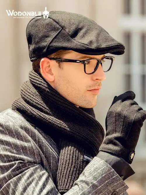 雾敦堡帽子男秋冬英伦复古羊毛前进帽加厚毛呢贝雷帽男士冬季韩版