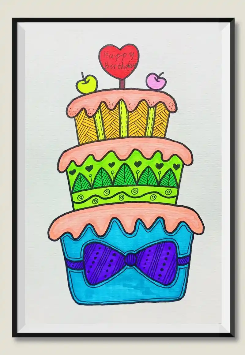 今天我们一起来画一个三层蛋糕,你也可以自己为爸爸妈 - 抖音