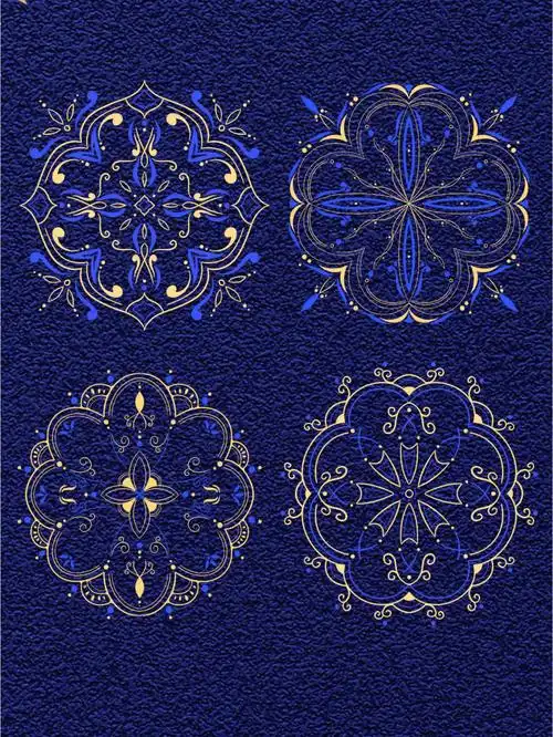 国风古风纹样烫金花纹png元素