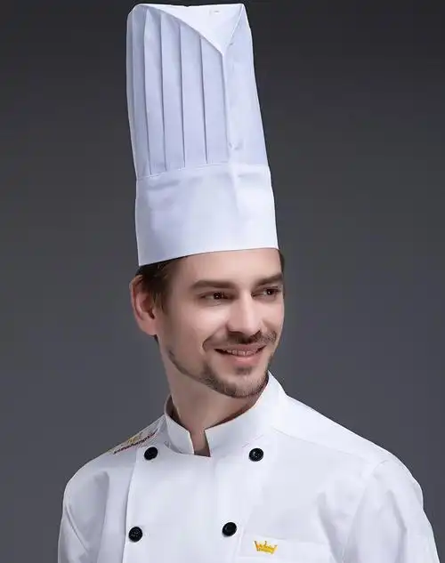 大厨帽厨师工作帽高顶布帽酒店餐饮烘焙师透气可清洗防油烟帽子白色高