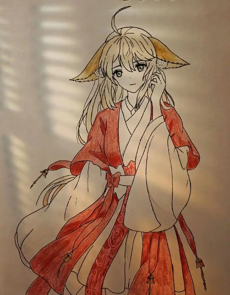 小孩゛ #涂山红红#手绘临摹#过程图 #摸鱼日常绘画  - 抖音