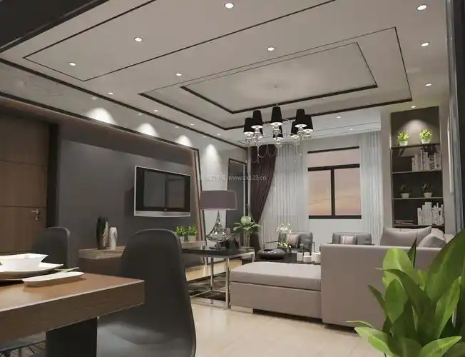 现代风格住宅客厅吊顶装修图片