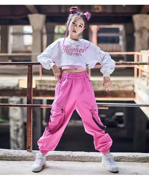 霜魄爵士舞服装女儿童街舞表演服女孩子嘻哈服啦啦操演出服现代舞衣服