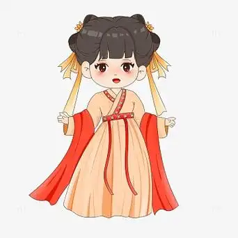 卡通可爱穿汉服小女孩元素