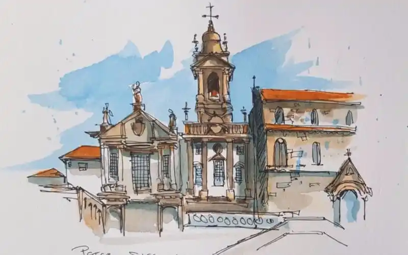 水彩水彩画欧式建筑