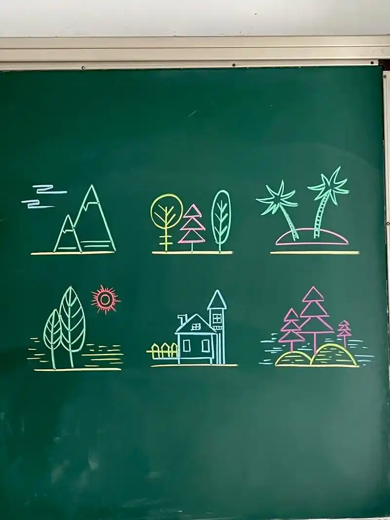 黑板报小插图.#黑板报 #简笔画 #粉笔画 - 抖音