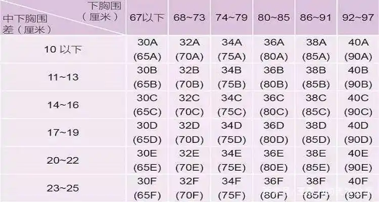 85b胸围相当于多大