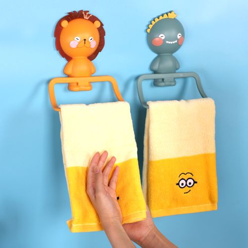 卡通毛巾架儿童打孔卫生间浴室创意挂单杆小洗脸毛巾挂