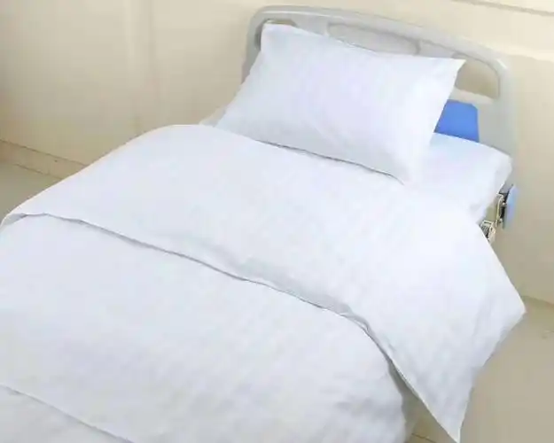 病床三件套医院床单被罩被套枕套三件套床上用品卫生室白色蓝色缎条