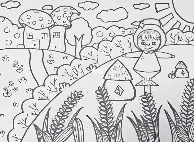 秋收主题画 秋天主题画