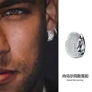 内马尔同款 耳环男士 痞帅新潮耳钉女款 韩狮嘻哈高级感巨闪满钻大气
