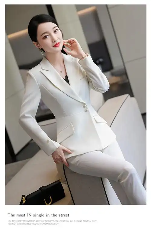 2021秋装新款白色西装外套装小西服修身职业女套装 xz-21130