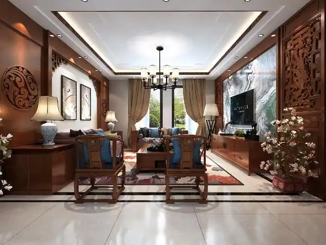 150㎡中式现代三居装修案例_效果图_土巴兔装修网