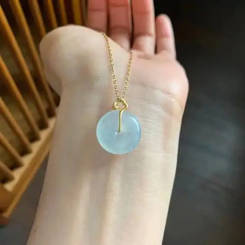 糯冰小平安扣18k金扣头