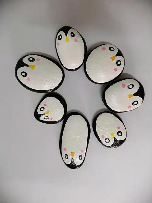 石头彩绘 小小企鹅_左手画hua-站酷zcool