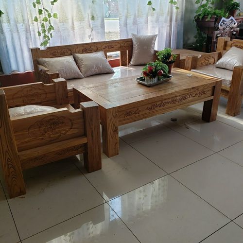 老榆木沙发客厅全实木沙发韩式梅兰竹菊沙发组合