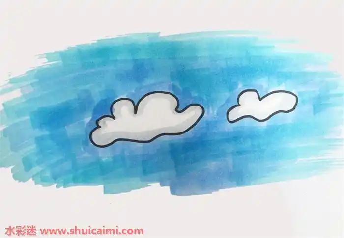 水彩云朵简笔画