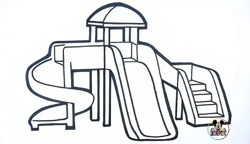 61儿童节画个滑滑梯送给自己,宝宝们一起来学简笔画和涂色吧