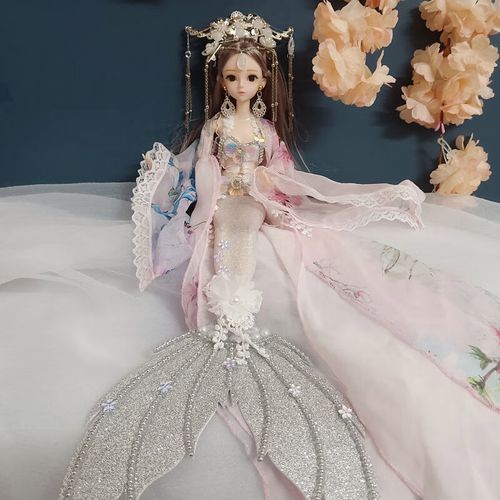 矢向芭比娃娃的汉服中国古风玩偶美人鱼30厘米汉服娃娃梦幻仙子手工女