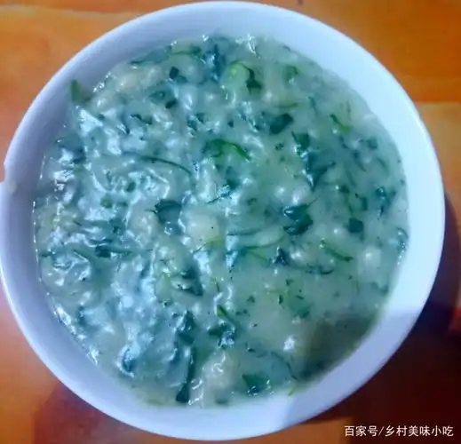 荠菜面糊糊,老公做的绿色早餐真好吃!