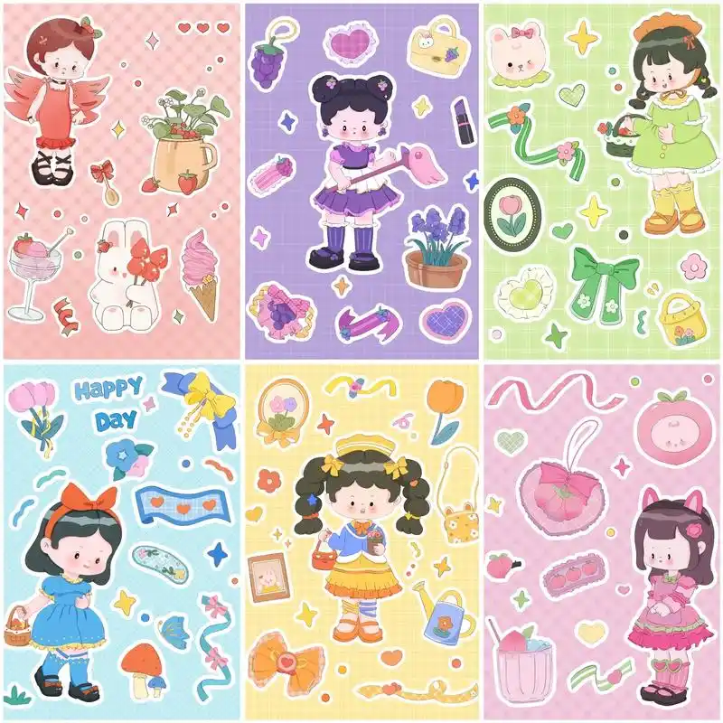 可爱女孩手帐贴纸.文创可爱女孩手帐贴纸 #procreate - 抖音