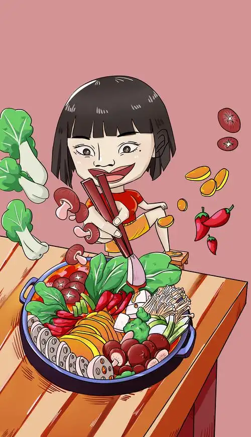 火锅美食插画
