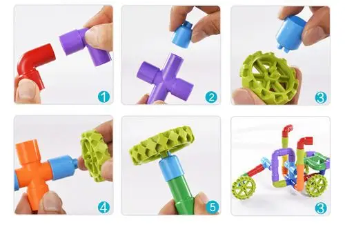 幼儿园塑料拼插管道积木早教益智水管拼装儿童积木玩具36周岁