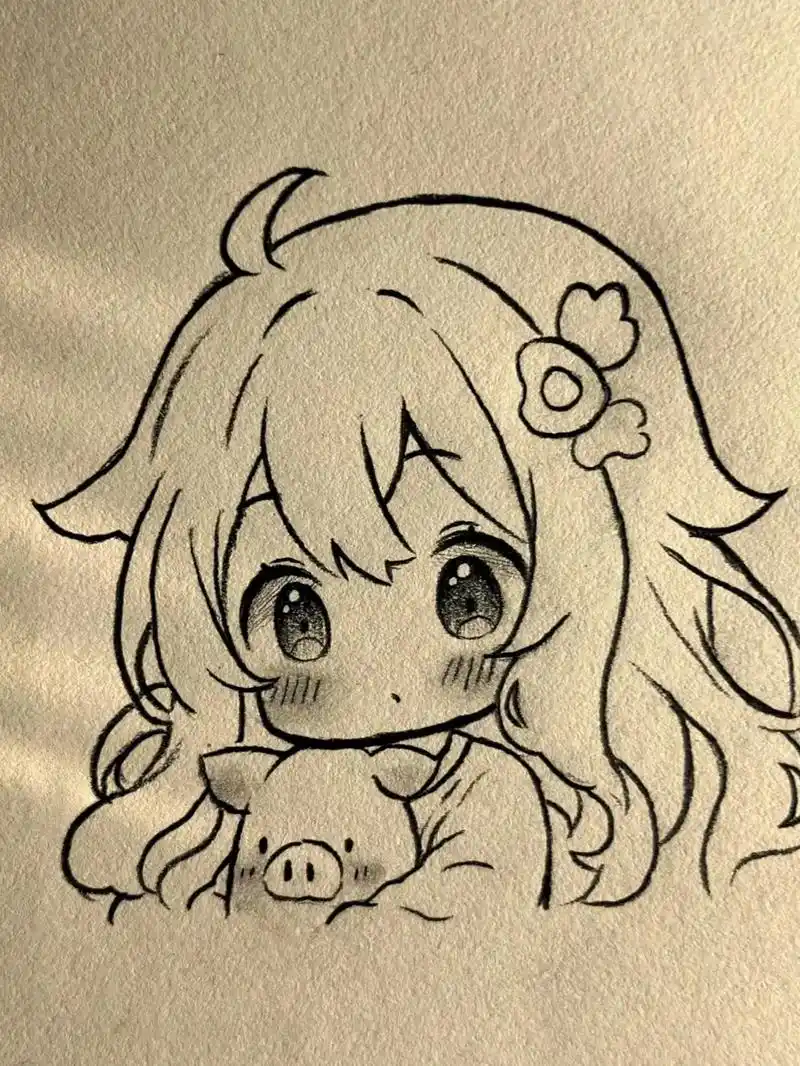 简笔画详细教程 #手绘临摹 #古风女孩  小乖,我希望你可 - 抖音