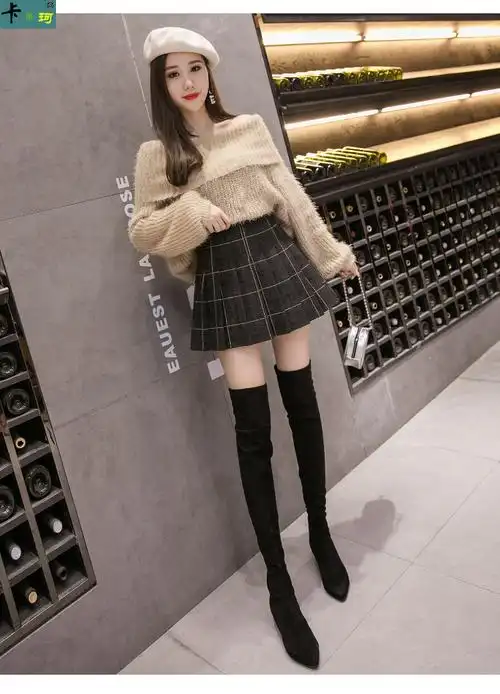 女装 半身裙 卡洛珂(kaluoke) 卡洛珂毛呢百褶裙女学院风秋冬季新款配