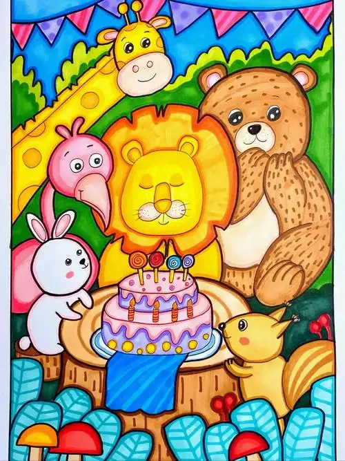 00儿童画动物生日会