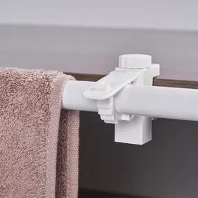 固定器层板杆托伸缩杆固定托夹子免打孔窗帘挂杆侧装门帘挂钩支架