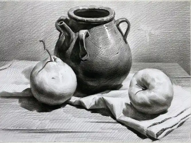 素描静物陶罐组合