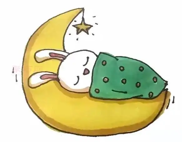 月亮兔画法步骤一起来学月亮兔简笔画