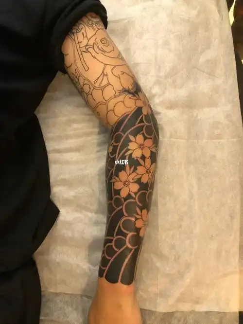 老传统花臂  #花臂纹身  #日式老传统纹身  #樱花臂  #纹身手稿  #我