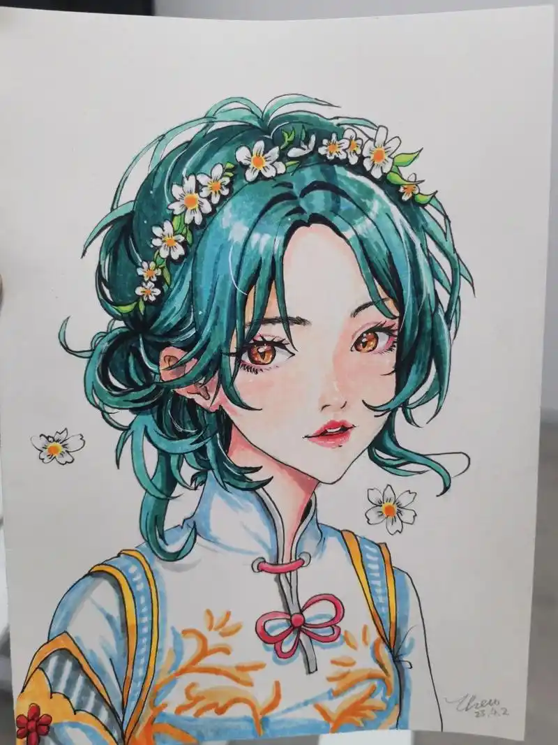 画画的日常 国风 马克笔 彩铅 漫画 手绘绘画教程 春天 国风漫画人物