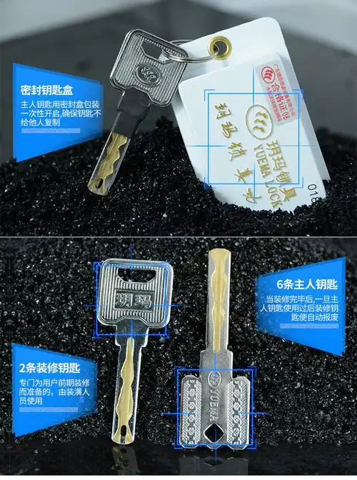 玥玛锁芯防盗门锁芯超c级锁心精密叶片锁芯大门304不透钢锁芯75p插芯