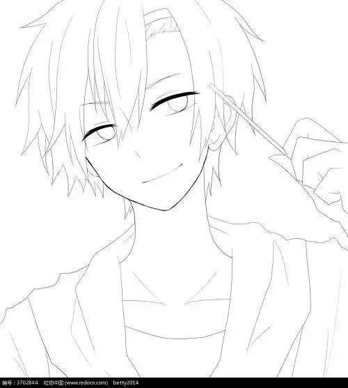 类似这样的男生动漫线稿,可爱的女孩子也可以