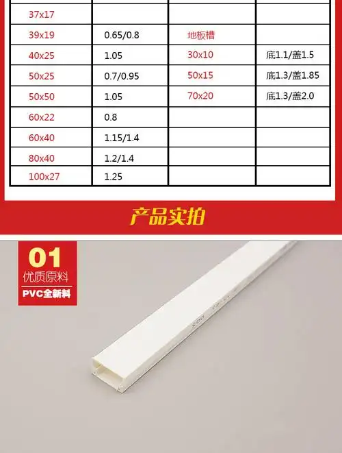 pvc线槽明装墙面明线线槽家装室内装饰走线槽方形塑料电线槽20x10