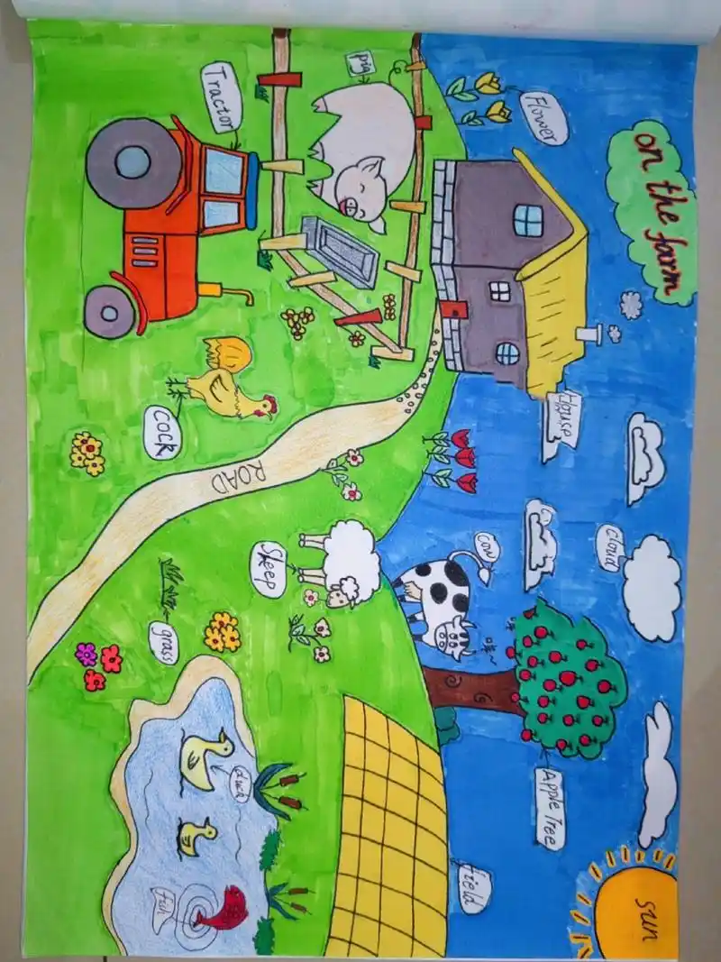 0 非原创农场主题简笔画 嘻嘻 这是两个星期前画的了 再看一次还是