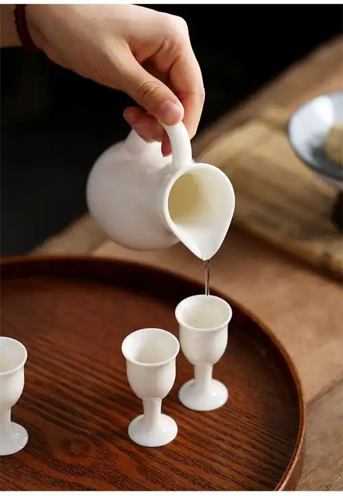 羊脂玉瓷温酒器家用陶瓷清酒黄酒烫酒壶日式酒具套装白酒杯煮酒器