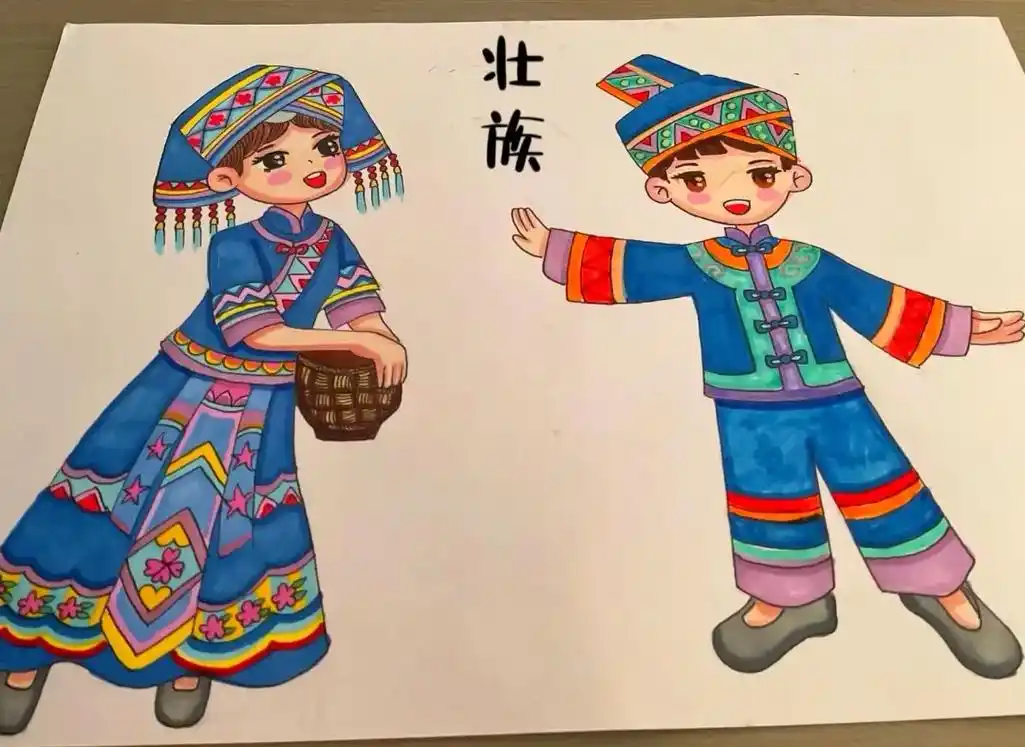 壮族人物简笔画.#创作灵感 壮族人物简笔画模板来啦#图文伙伴 - 抖音