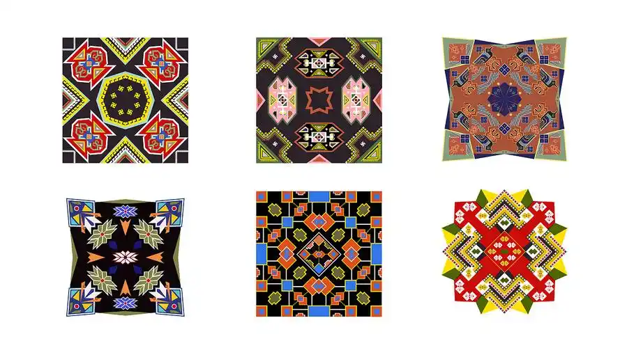 土家族西兰卡普纹样再创造.根据土家族的服饰图案,提取重造再设计.