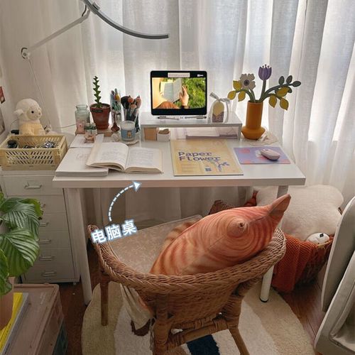 bmoi书桌学生学习桌子ins风格简约桌子卧室少女房间长方形电脑桌家用