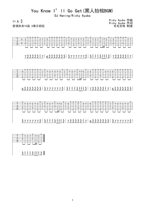 you know ill go get(黑人抬棺bgm)a调六线吉他谱-虫虫吉他谱免费