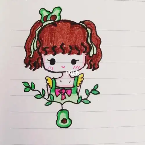 今日简笔画牛油果05女孩