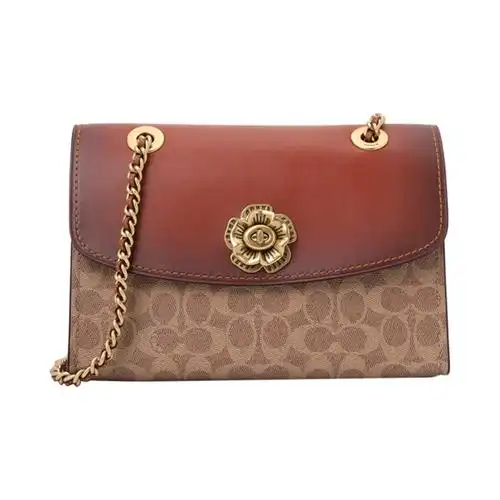 coach 蔻驰女士拼色经典标志山茶花单肩斜挎包30585